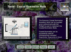 Polilearn theory and coaxial illumination training screen